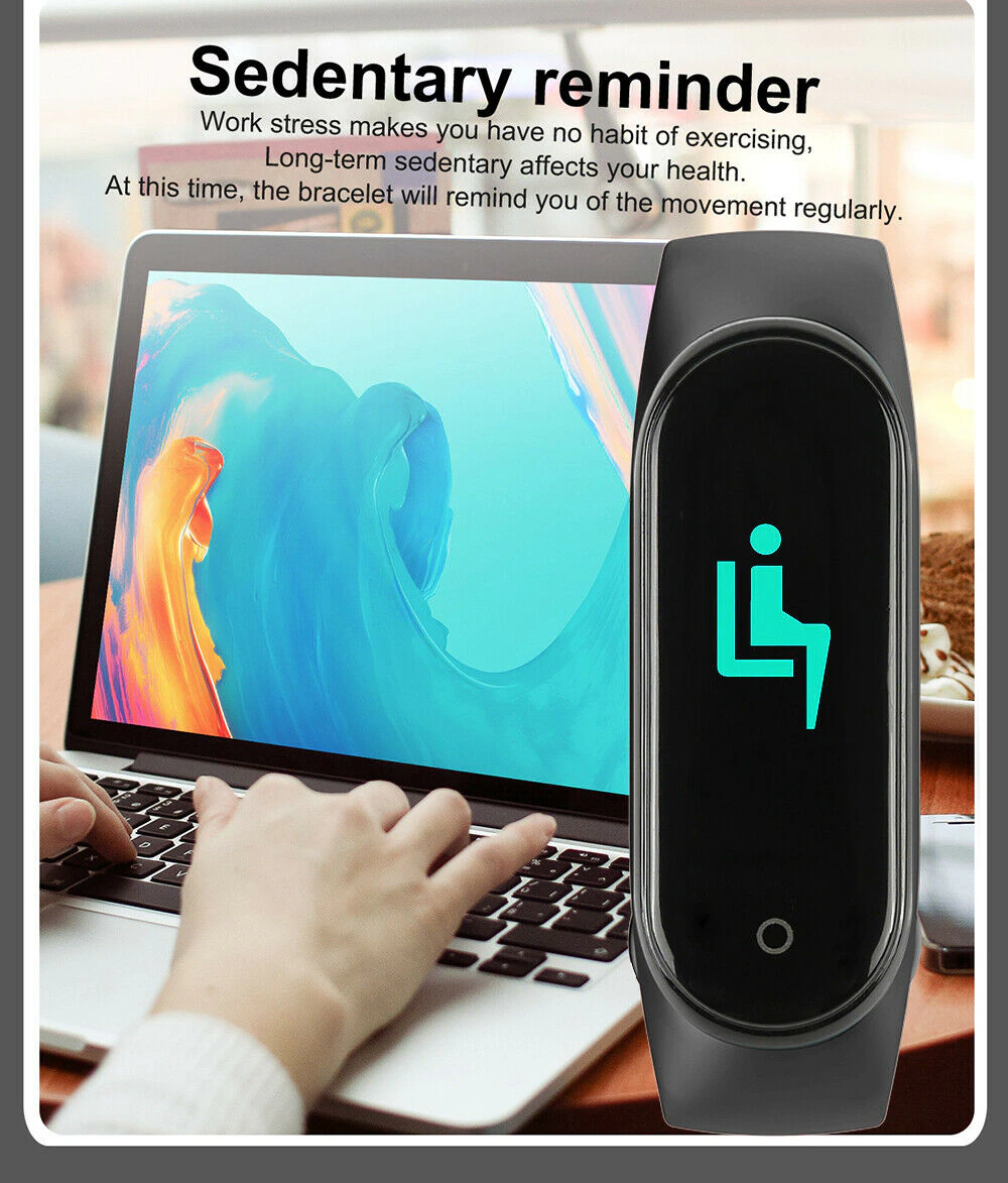 M4 Smart Watch Band Blood Pressure Bracelet Wristband Fitness Tracker