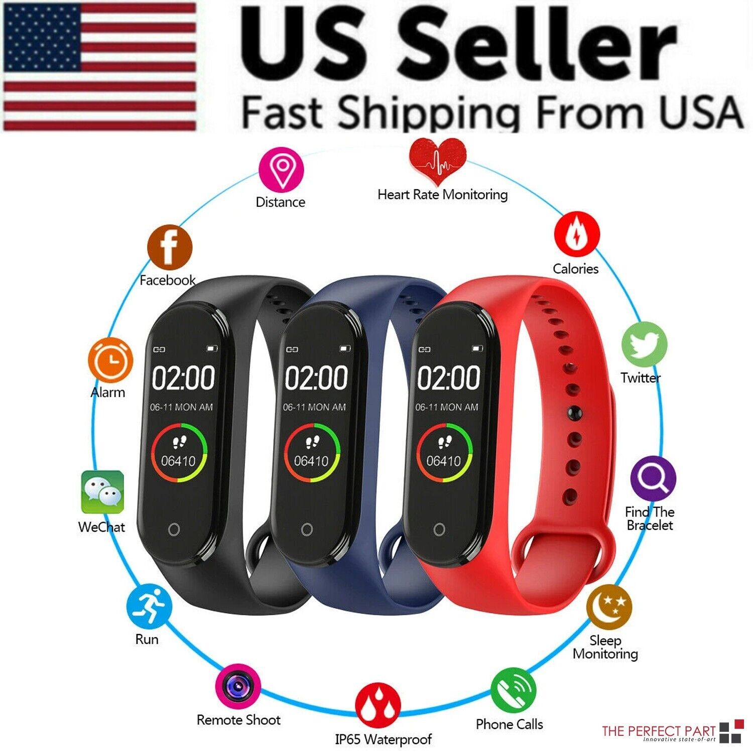 M4 Smart Watch Band Blood Pressure Bracelet Wristband Fitness Tracker