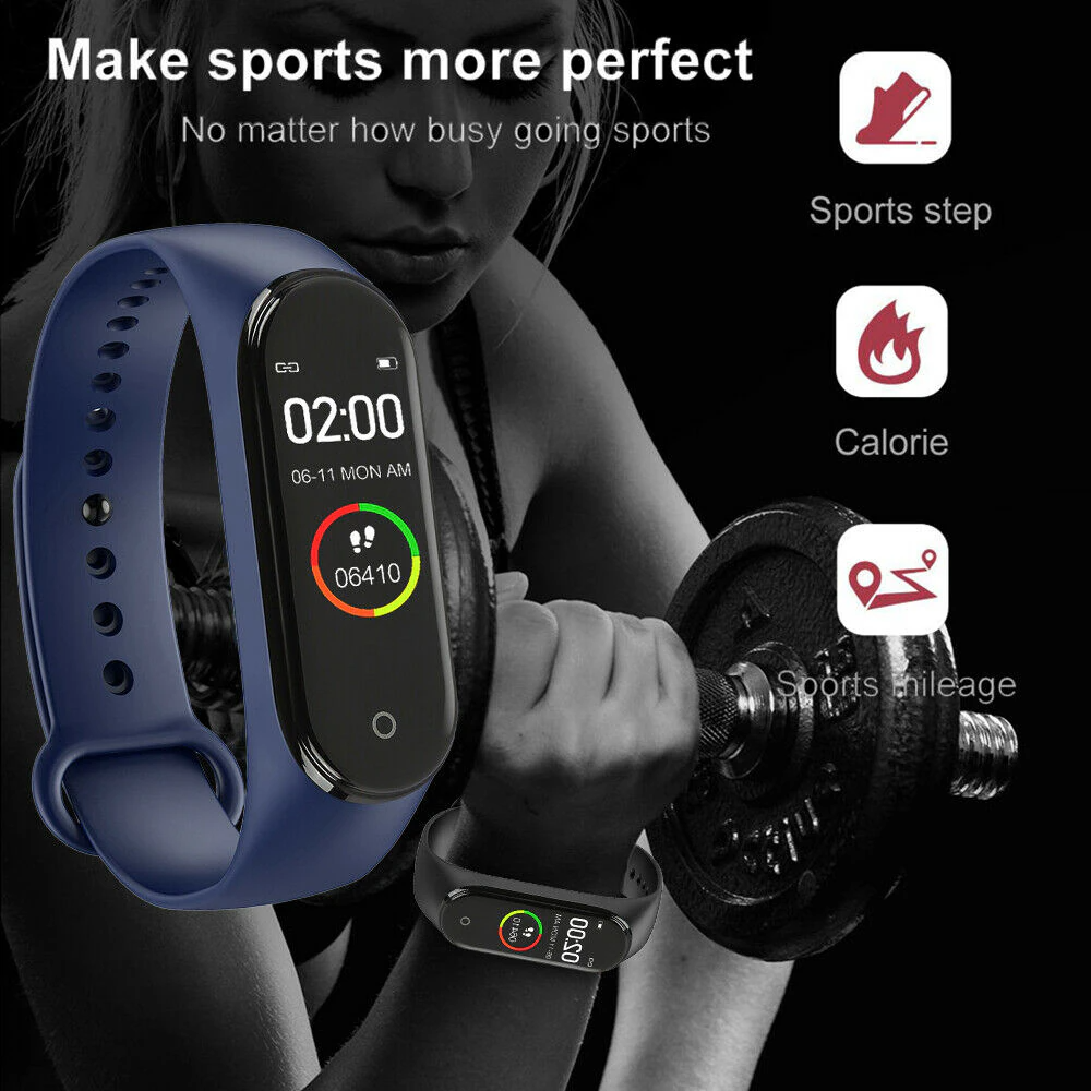 M4 Smart Watch Band Blood Pressure Bracelet Wristband Fitness Tracker