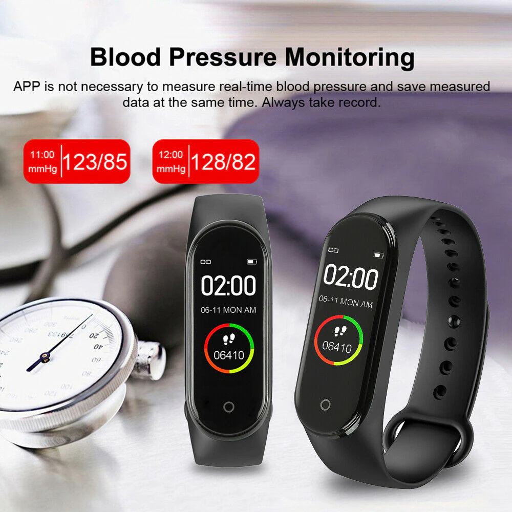 M4 Smart Watch Band Blood Pressure Bracelet Wristband Fitness Tracker